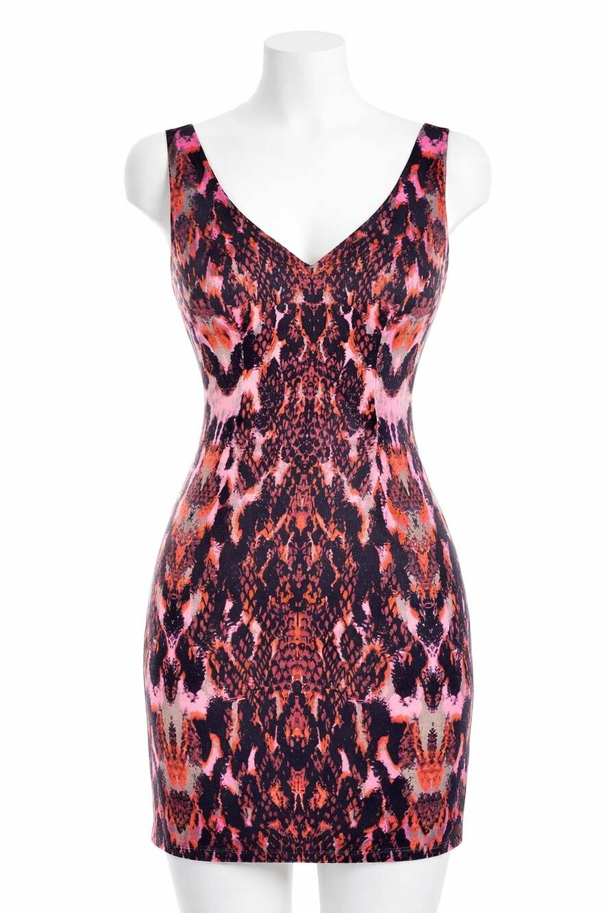 Guess by Marciano V-Neck Sleeveless Jackson Structured Snakeskin Mini Dress